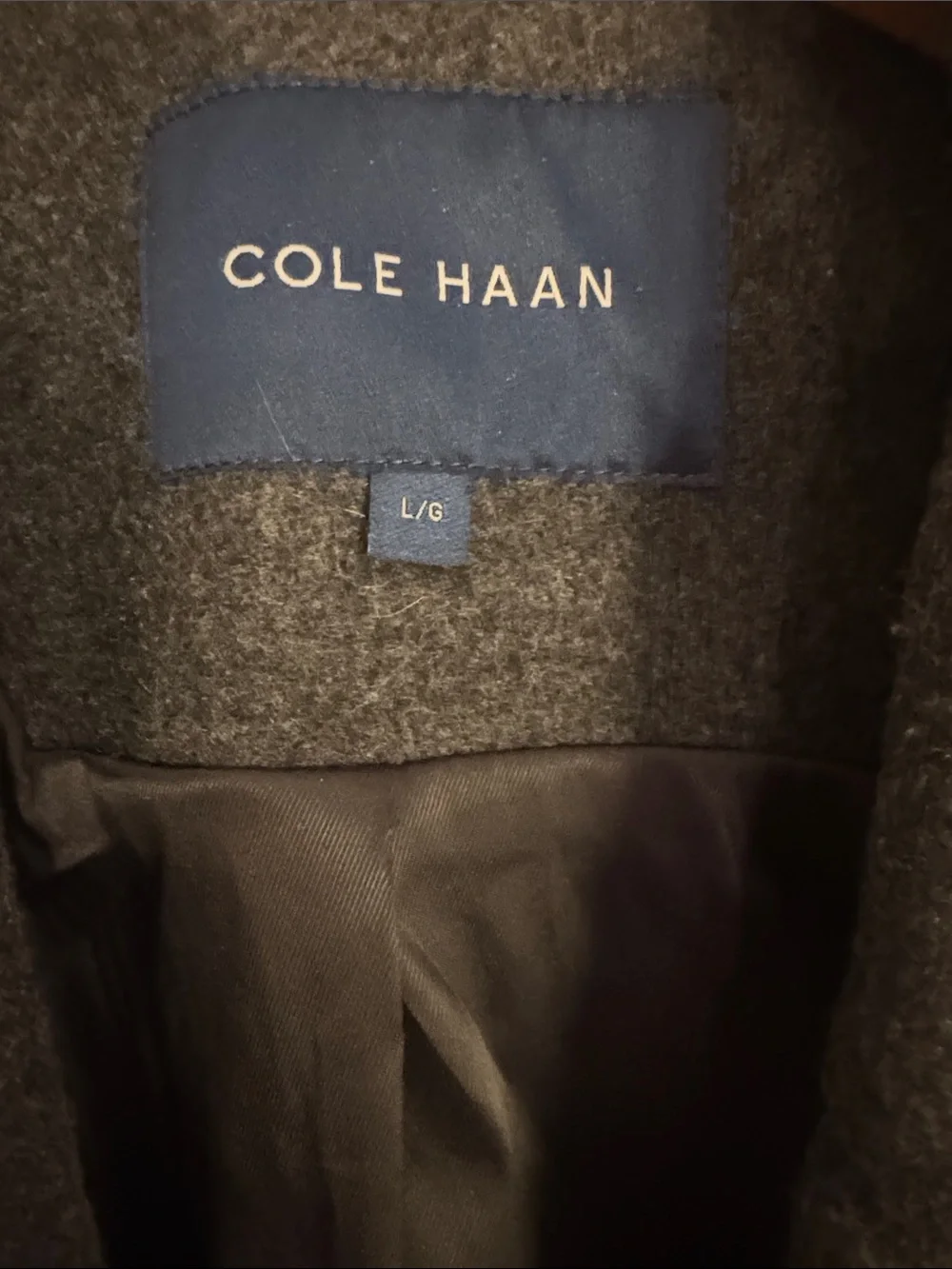 Cole Haan Men's Dark Charcoal Wool Pea Coat
